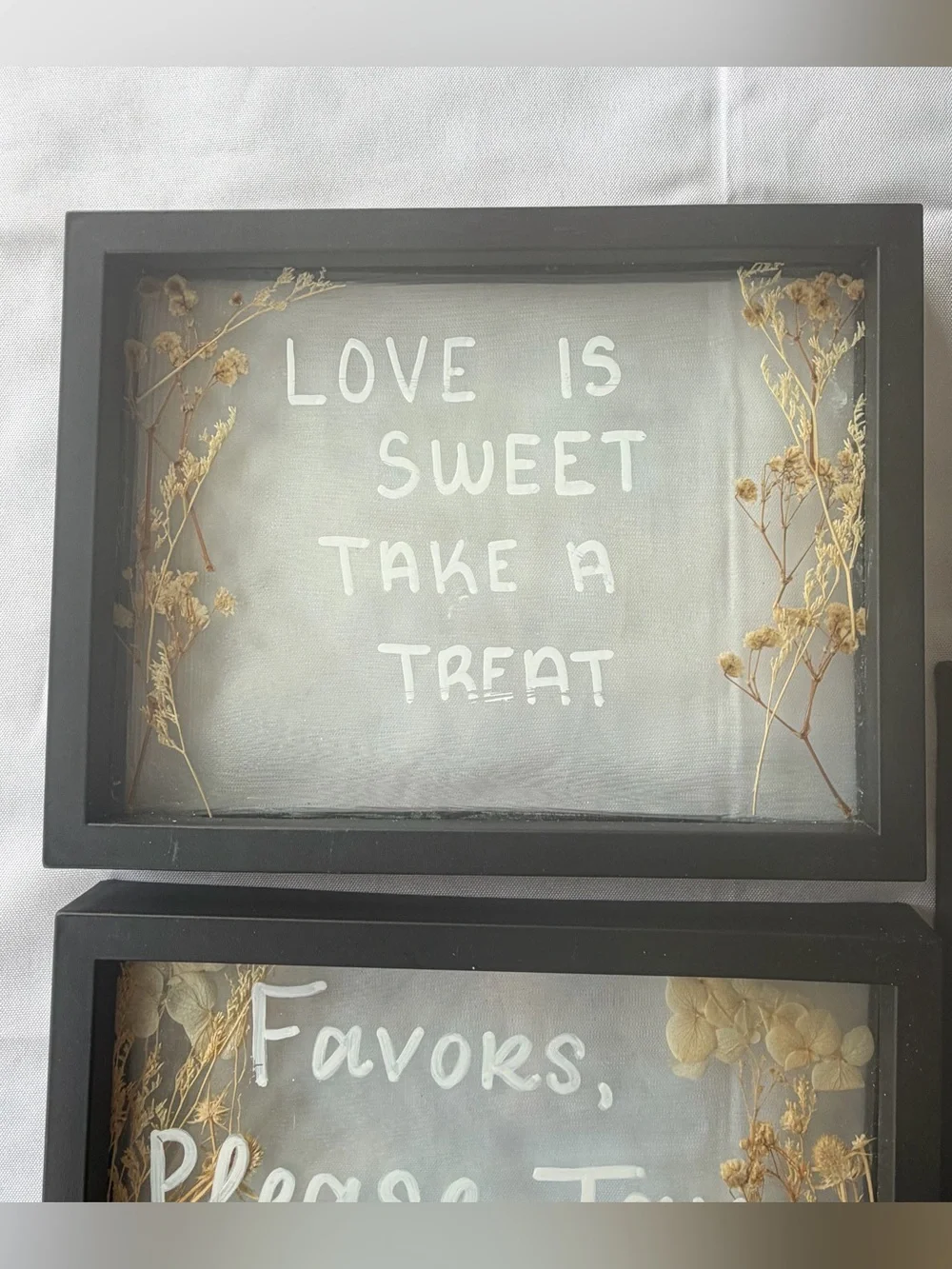 Lot of‎ 5 black picture frames with dried flowers wedding party decor